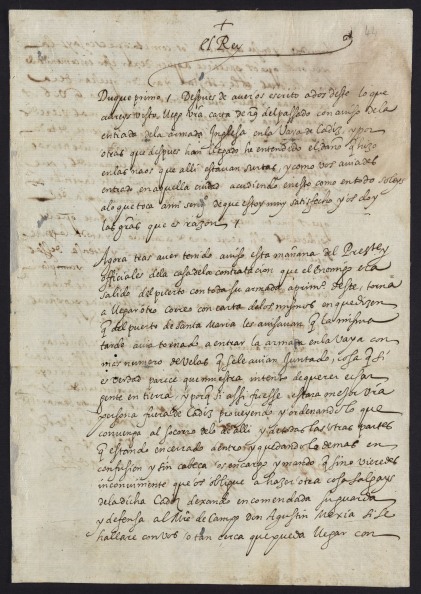 Phillip II's letter about Drake and Cadiz